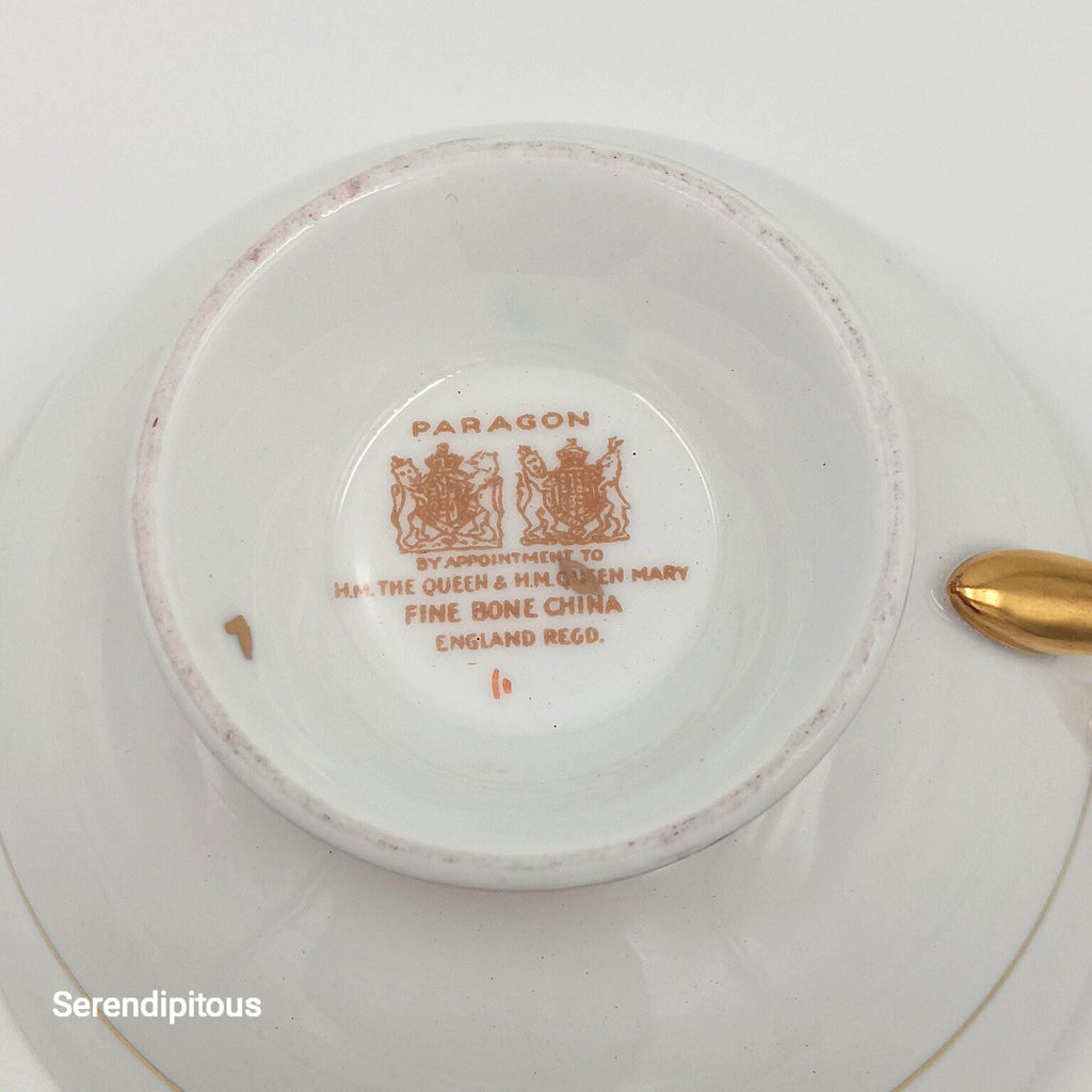 Paragon's  'Rose Bud Maroon' Double Warranted Teacup & Saucer with Gold Filigree